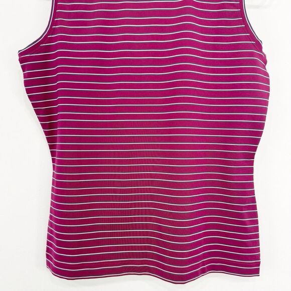 Nike Dri-Fit Magenta Stripe Sleeveless Quarter Button Performance Golf Shirt - Picture 11 of 16